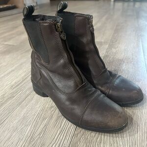ARIAT HERITAGE BREEZE PADDOCK ENGLISH BROWN LEATHER RIDING BOOTS ROUND TOE SZ 9